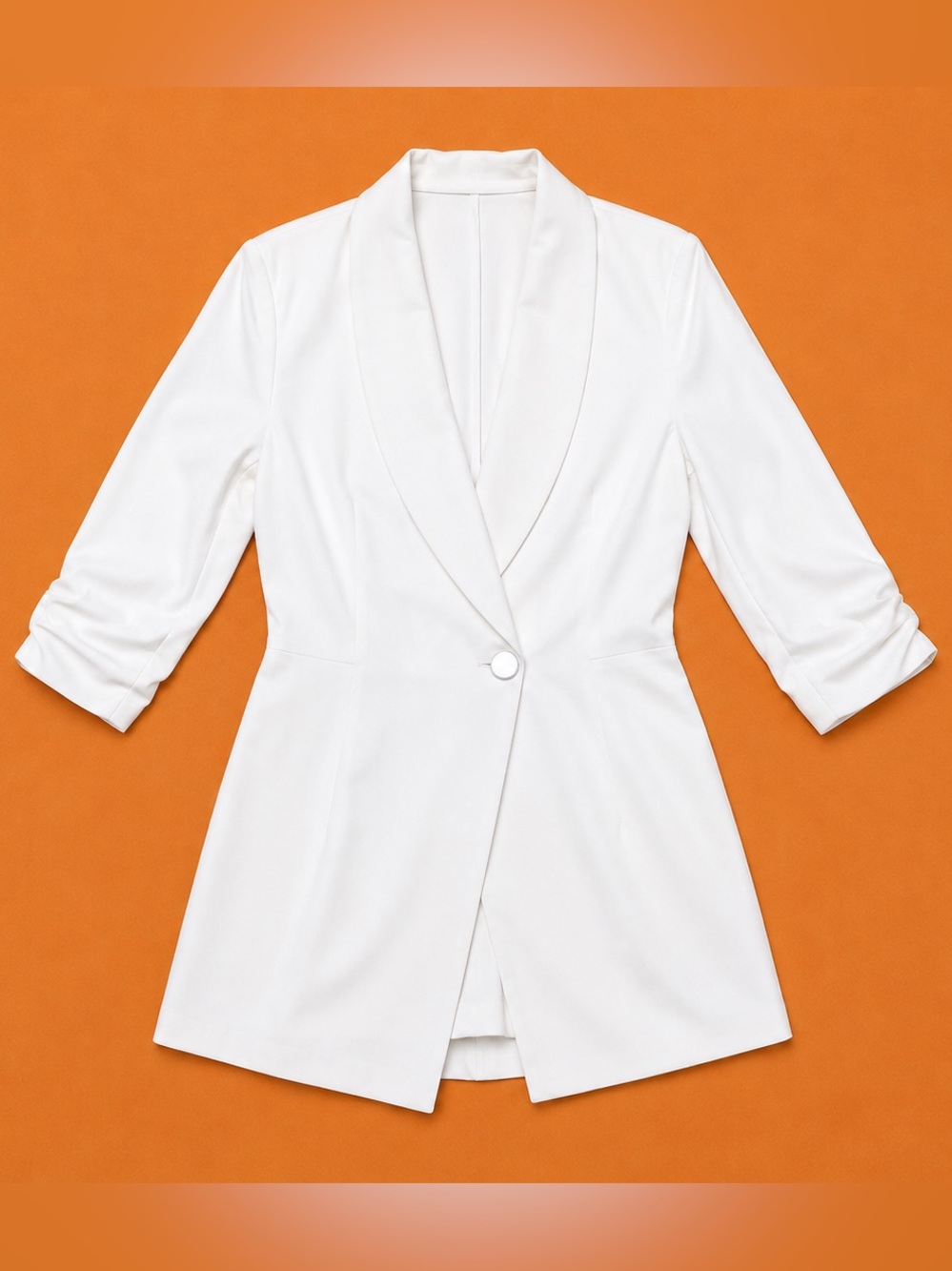 White Shawl Collar Blazer Jacket - Women